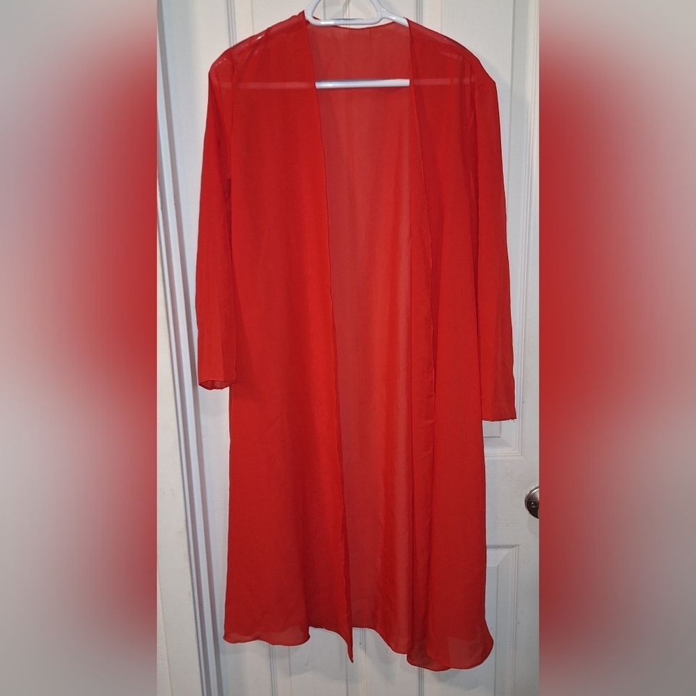Vibrant Red Sheer Open Cardigan